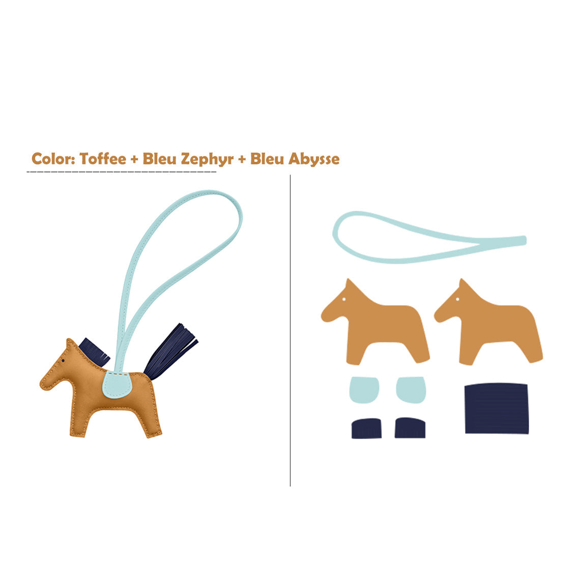 HANDSEWGIFT Sheep Leather Color Horse Purse Charm DIY Kit