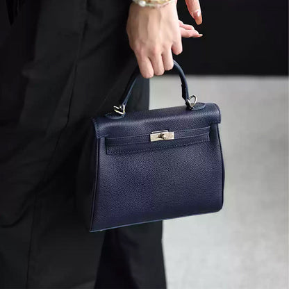 Blue Leather Classic Handbag for Women | DIY Handmade Bags - POPSEWING®