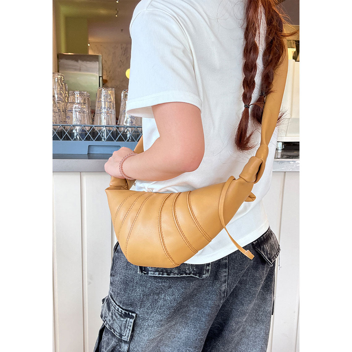 HANDSEWGIFT Leather Croissant Shoulder Bag DIY Kit