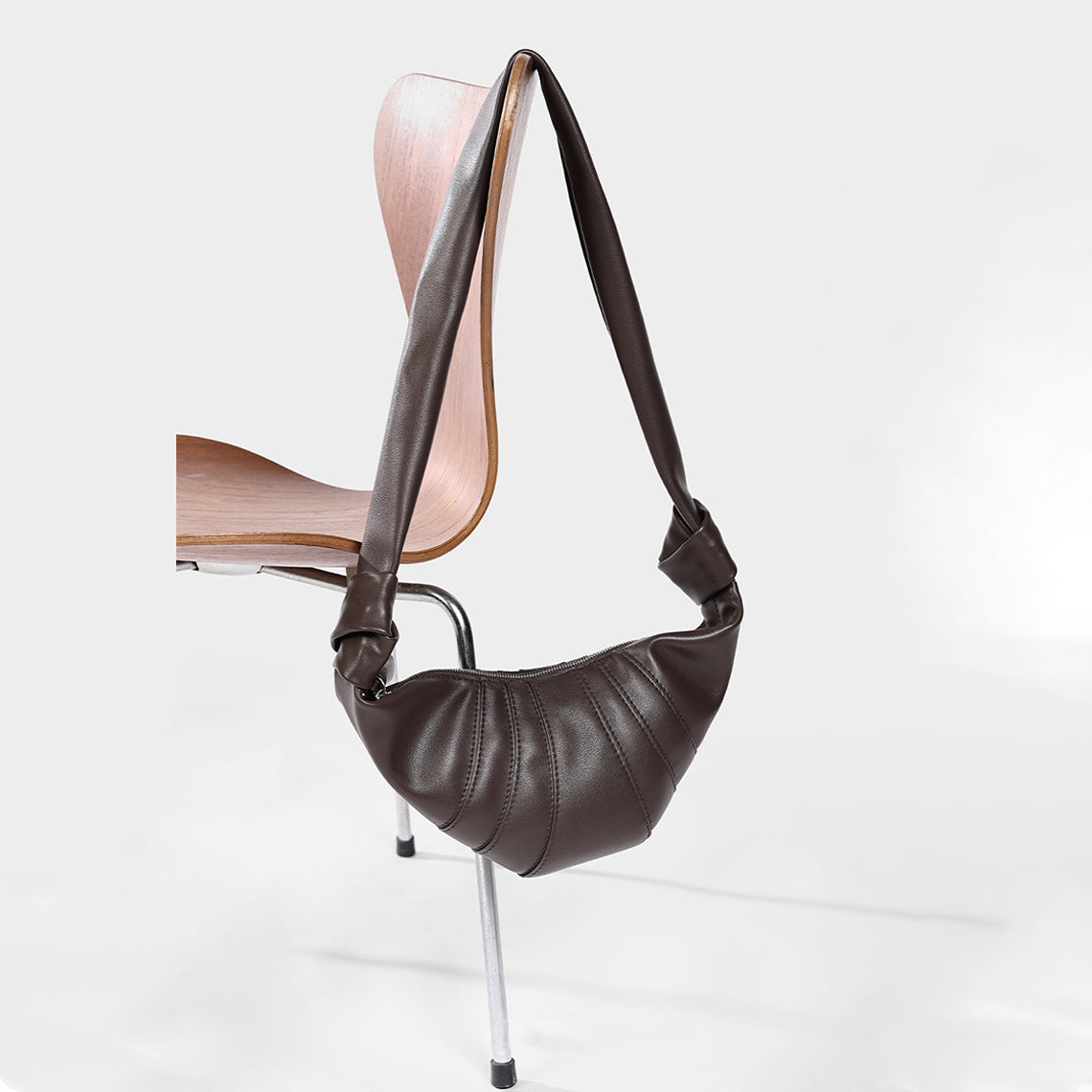 Brown Leather Inspired Croissant Bag Shoulder Bag for Women