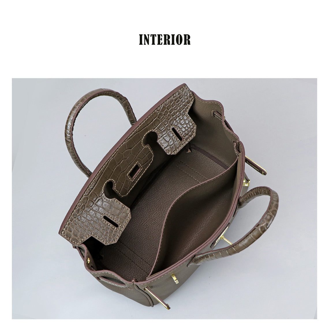 HANDSEWGIFT Top Grain Leather Bi-color Platinum Bag DIY Kit