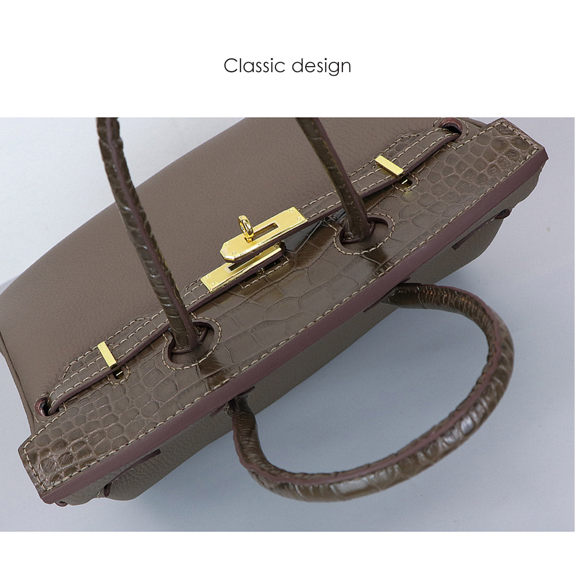 HANDSEWGIFT Top Grain Leather Bi-color Platinum Bag DIY Kit