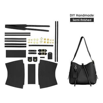 Black leather shoulder bag | DIY leather bag kits