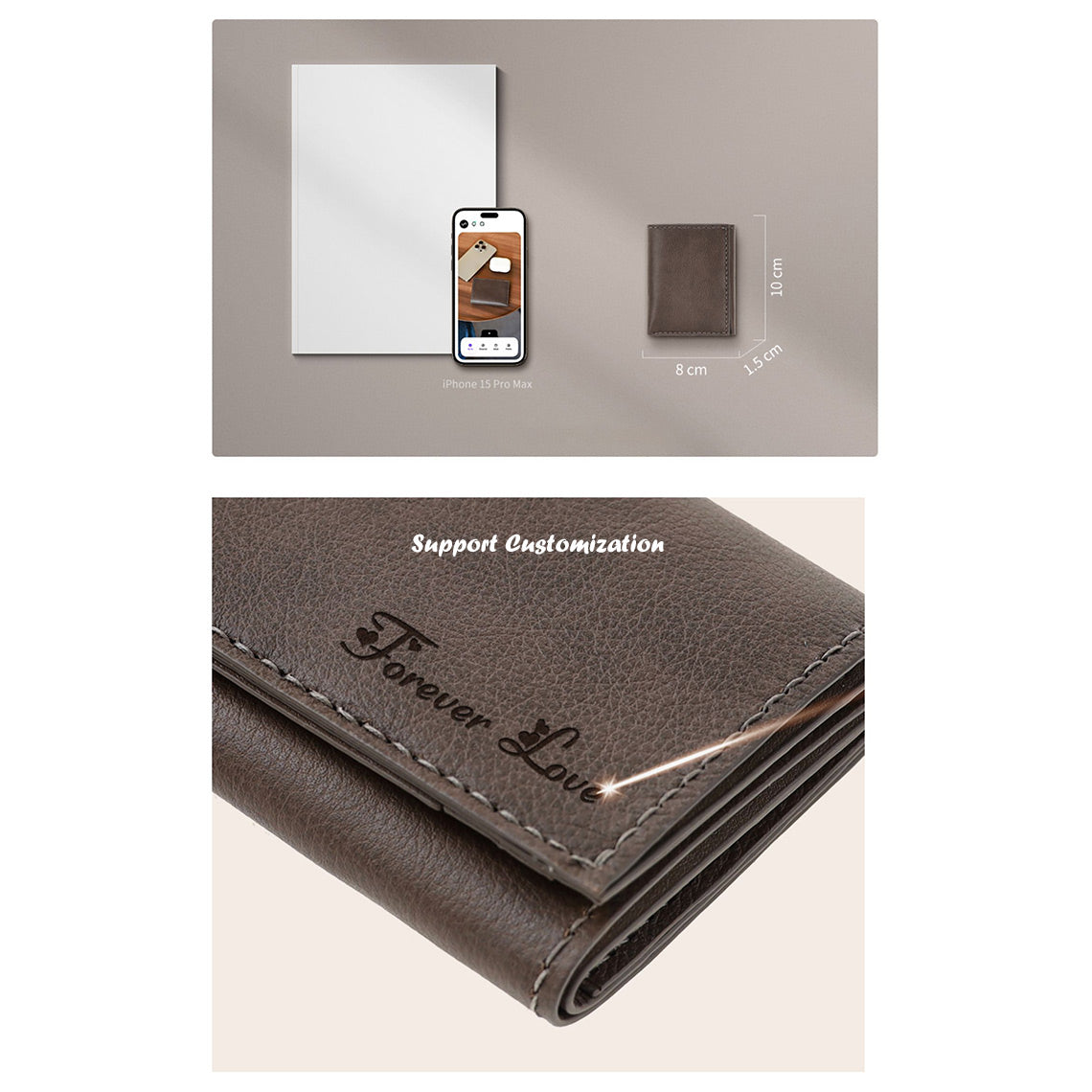 HANDSEWGIFT Top Grain Leather Buckle Trifold Wallet DIY Kits