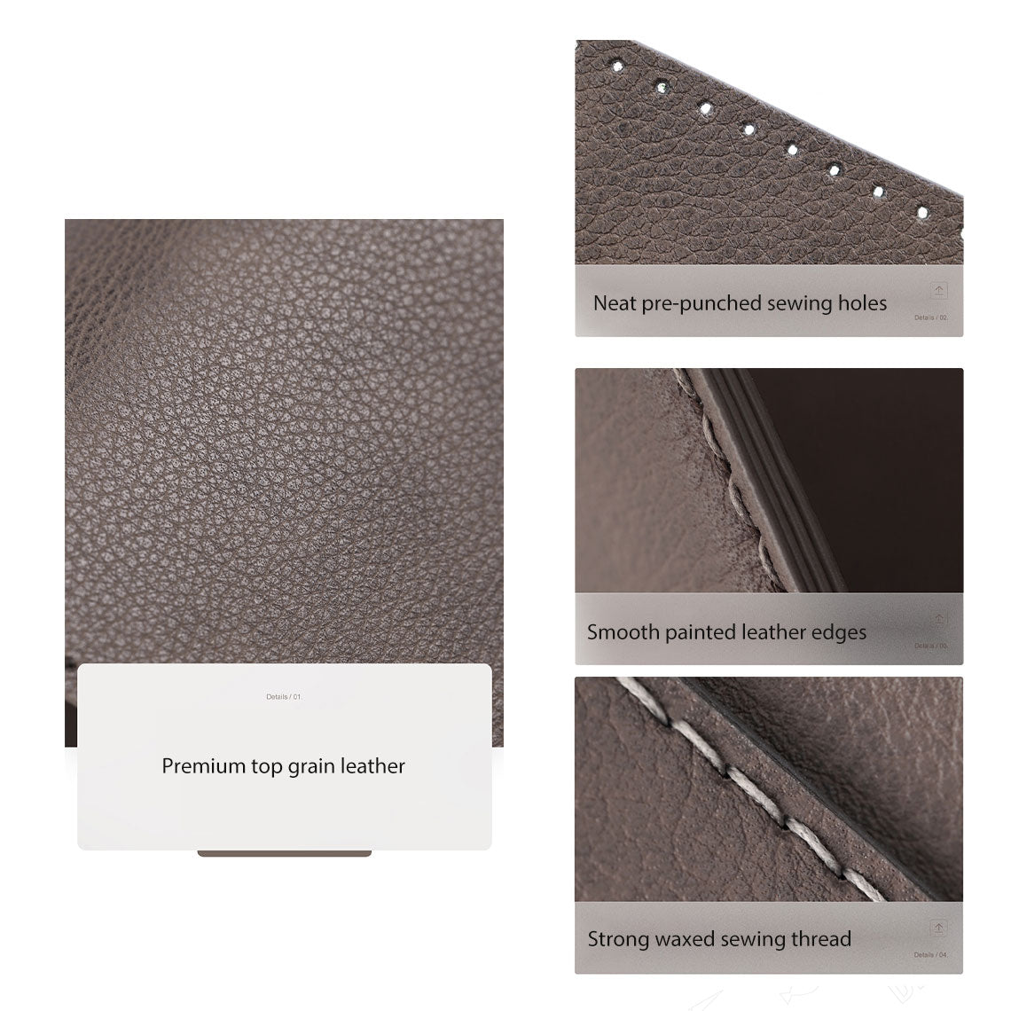 HANDSEWGIFT Top Grain Leather Buckle Trifold Wallet DIY Kits