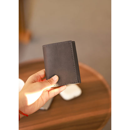 HANDSEWGIFT Top Grain Leather Buckle Trifold Wallet DIY Kits