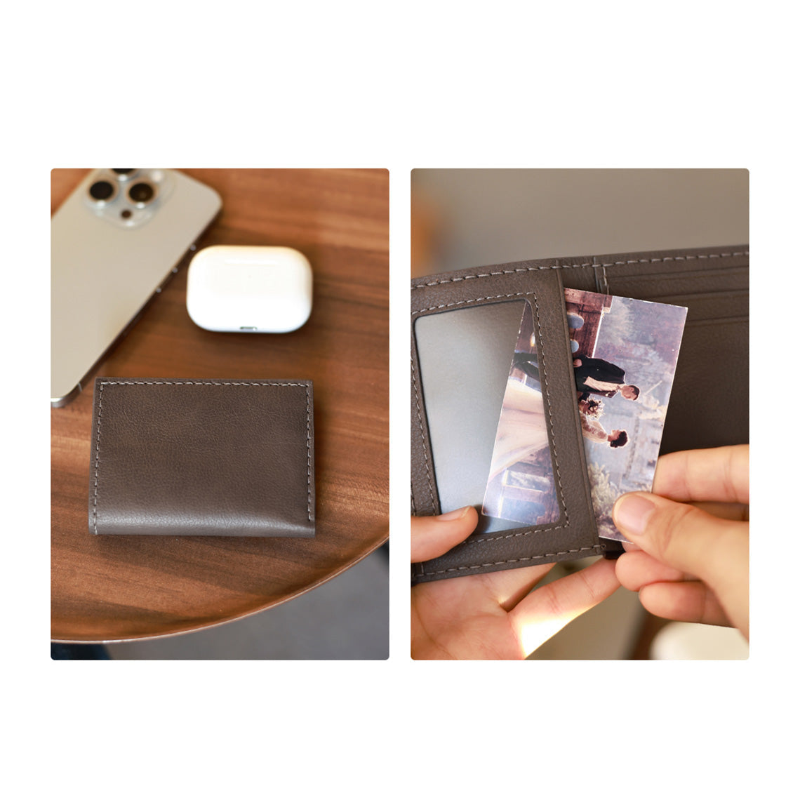 HANDSEWGIFT Top Grain Leather Buckle Trifold Wallet DIY Kits