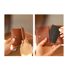 Load image into Gallery viewer, HANDSEWGIFT Top Grain Leather Buckle Trifold Wallet DIY Kits
