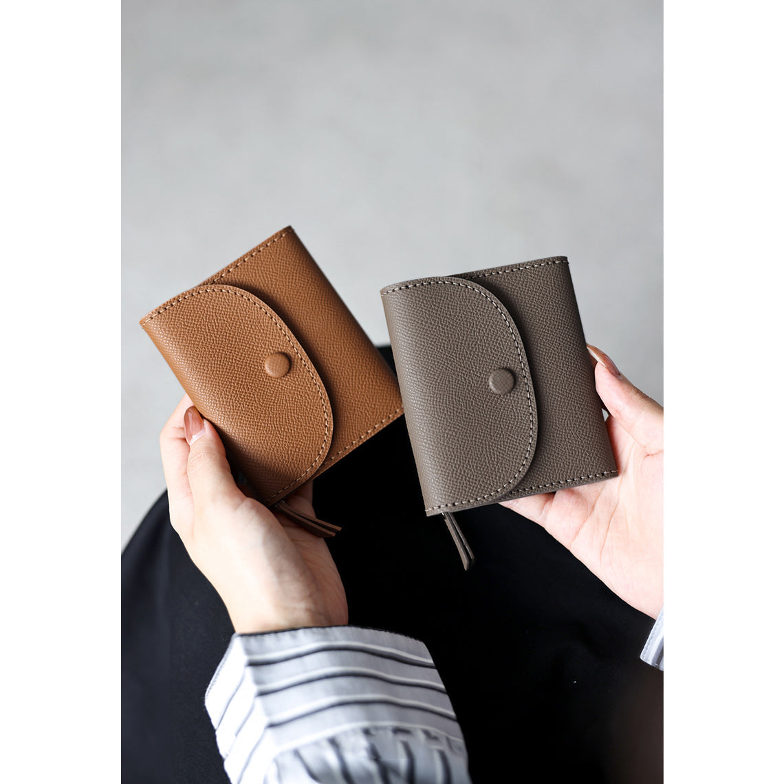 HANDSEWGIFT Top Grain Leather Compact Coin Purse DIY Kits