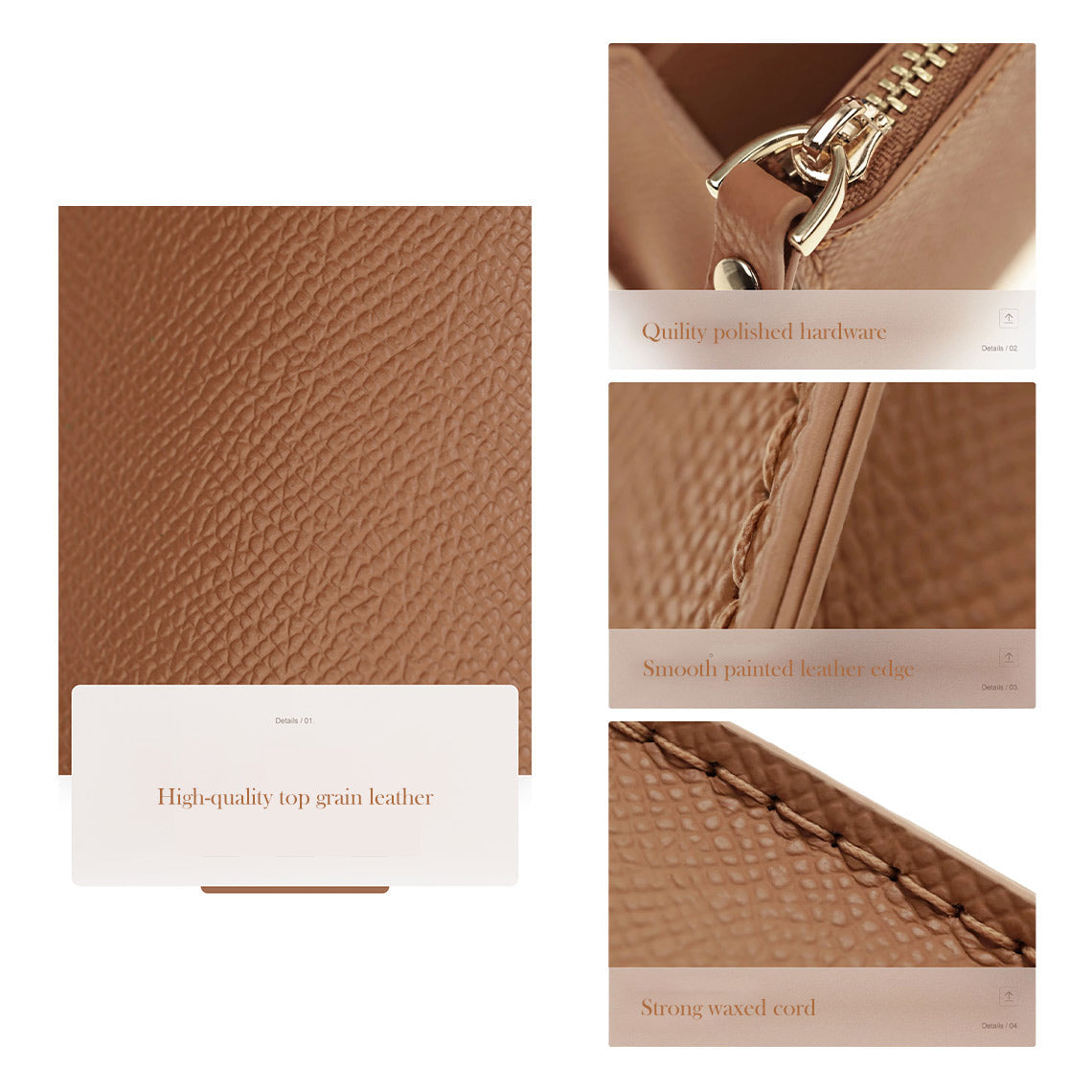 HANDSEWGIFT Top Grain Leather Compact Coin Purse DIY Kits