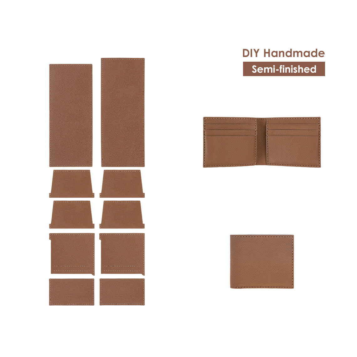HANDSEWGIFT Top Grain Leather Simple Card Wallet DIY Kits