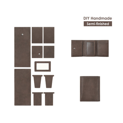 HANDSEWGIFT Top Grain Leather Buckle Trifold Wallet DIY Kits