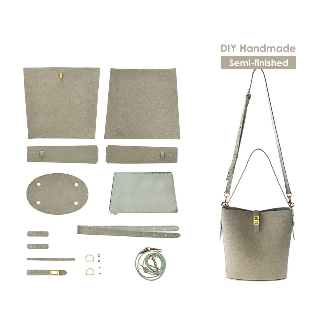 HANDSEWGIFT Leather Simple Bucket Crossbody Bag DIY Kit