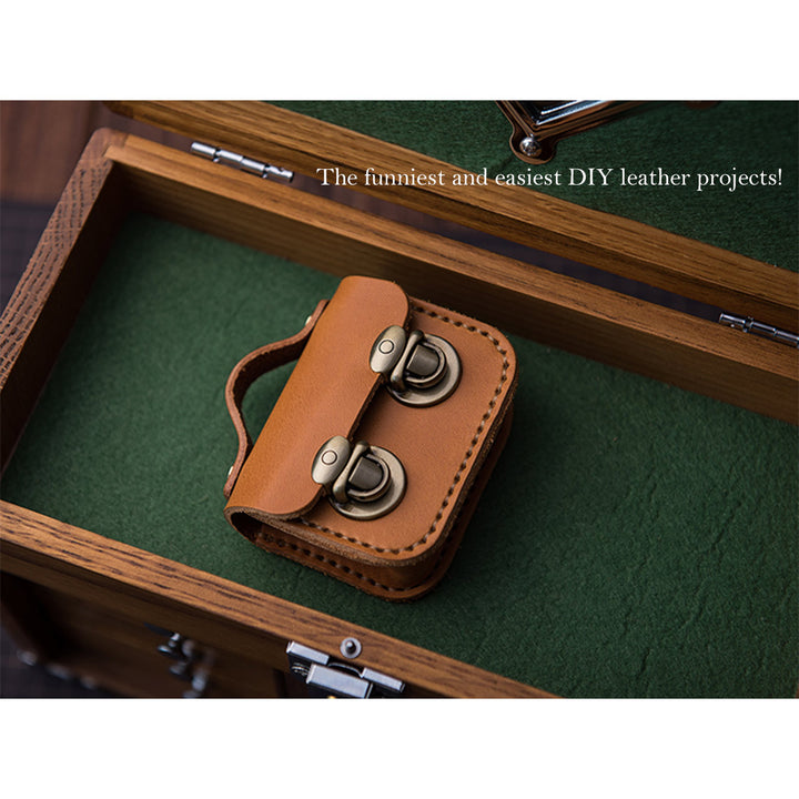 Vegetable Tanned Leather Mini Satchel Bag Charm Handsewn | Presale