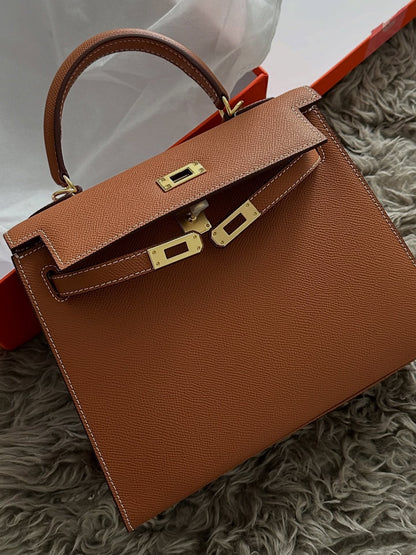 Top Grain Leather Epsom Inspired Kelli Handbag