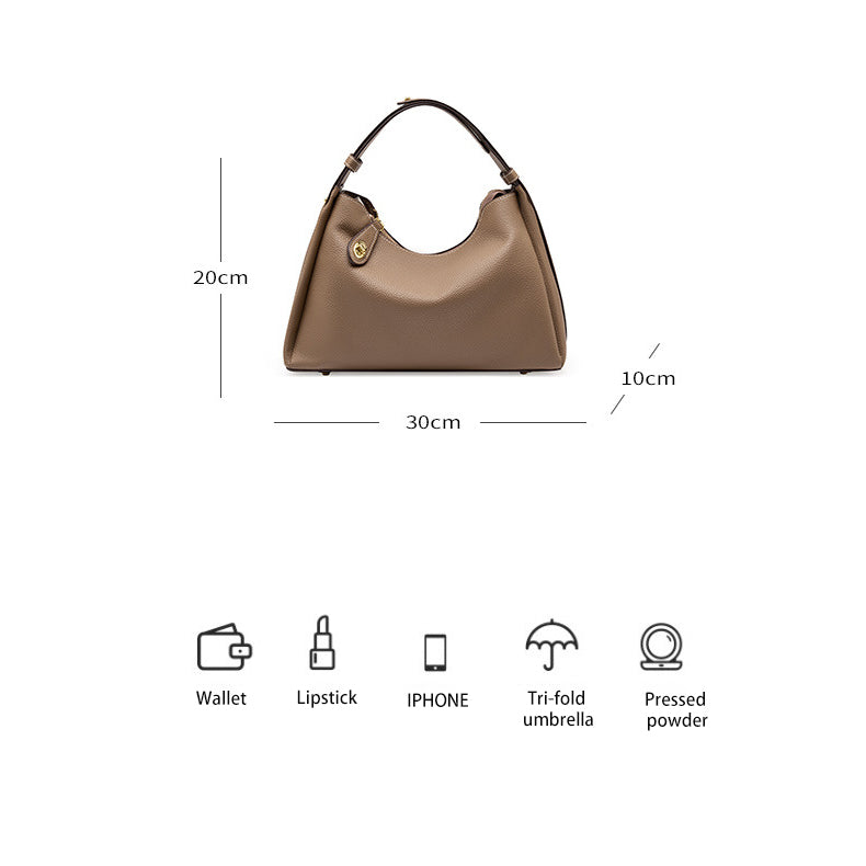 Premium Top Grain Leather Satchel - Chic 2-Way Shoulder & Underarm Bag