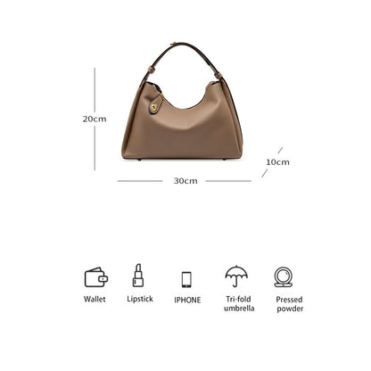 Premium Top Grain Leather Satchel - Chic 2-Way Shoulder & Underarm Bag