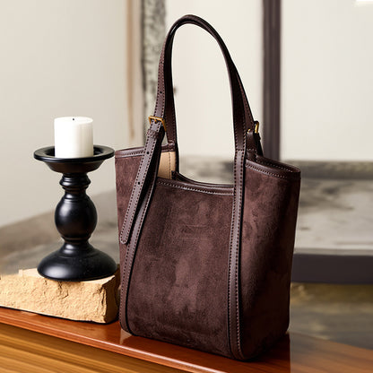 Vintage Suede Leather Tote | Large Capacity Commuter Bag