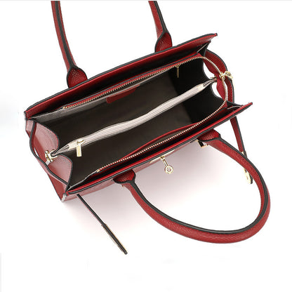 Croc-Embossed Genuine Leather Tote - Elegant Top-Handle Satchel Bag for Women