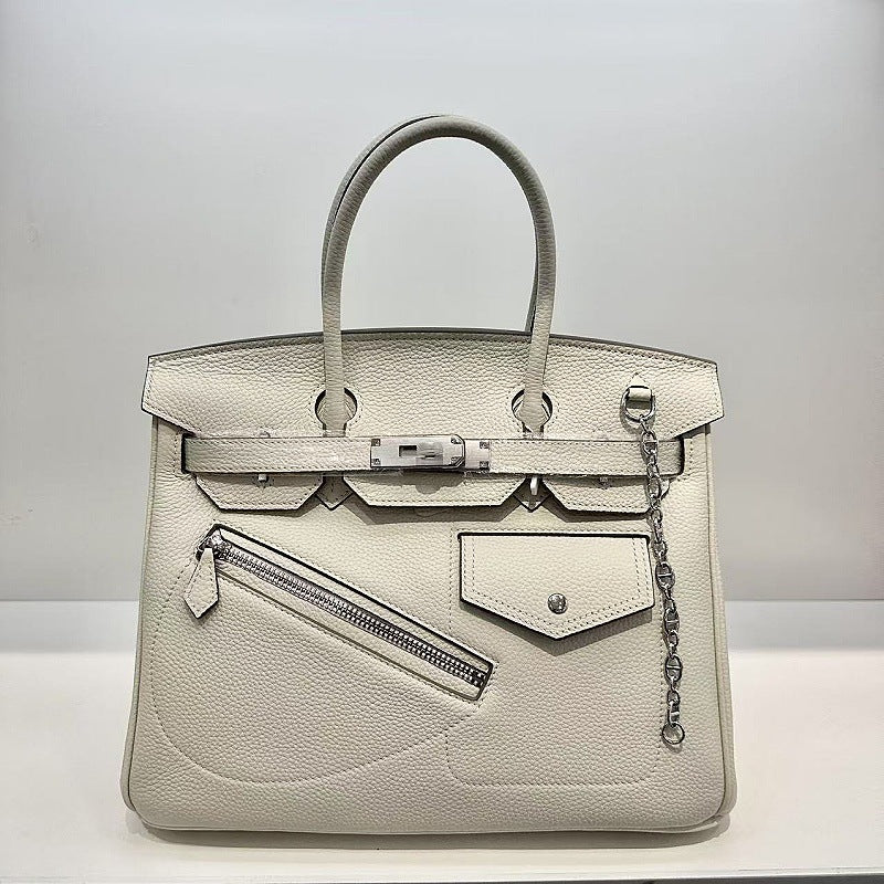Silver Birkin Bag handbag with a chain detail
