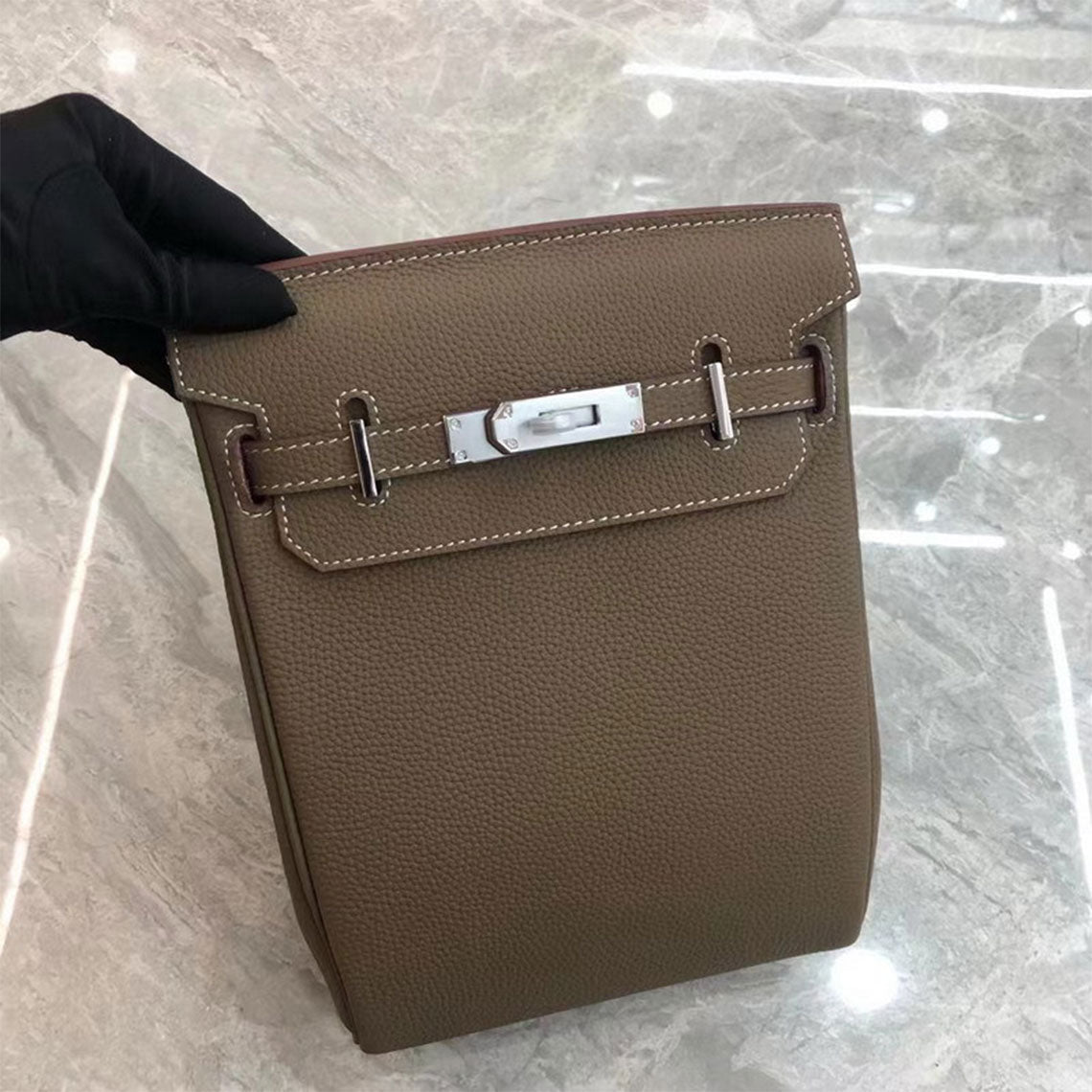 Taupe Leather Shoulder Bag | Unisex Luxury Bag