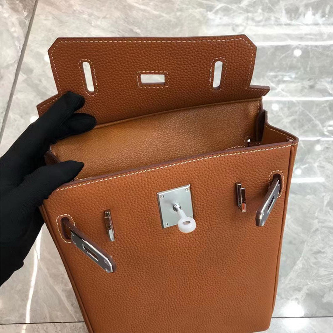 Gold Brown Leather Shoulder Bag | Unisex Luxury Bag