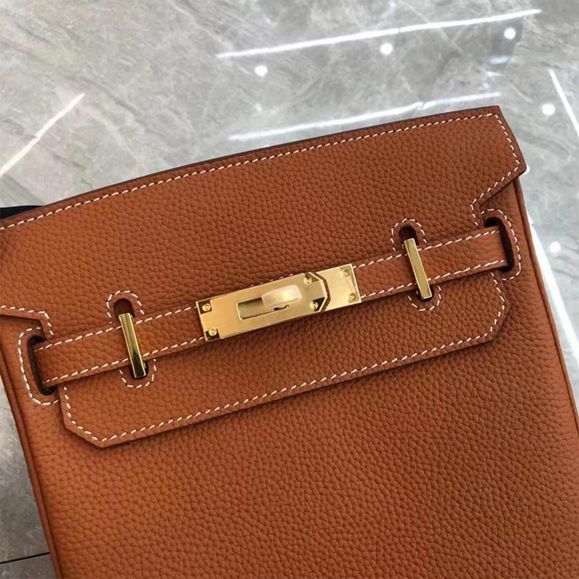 Gold Brown  Leather Designer Crossbody Bag Wth Gold Hardware 