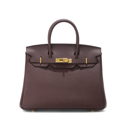 Top Grain Leather Inspired Berkin Handbag Golden Hardware | Automatic 15% OFF at Checkout