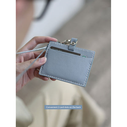 Blue Leather ID Card Badge Holder with Card Slots | Badge Clips - POPSEWING™