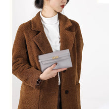 Load image into Gallery viewer, DIY Purse Kit | Grey Leather Wallet Purse for Women Inspired Designer Kelly to Go Wallet - POPSEWING™
