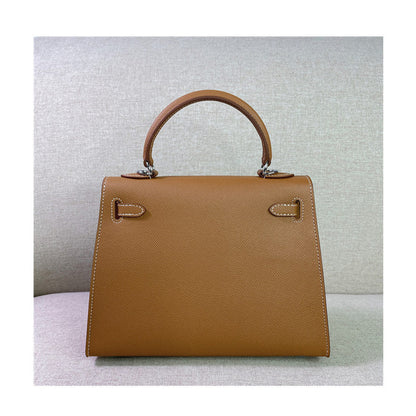 Kelly Gold Brown Gold Hardware Bag-10