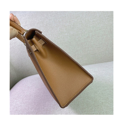 Kelly Gold Brown Gold Hardware Bag-11