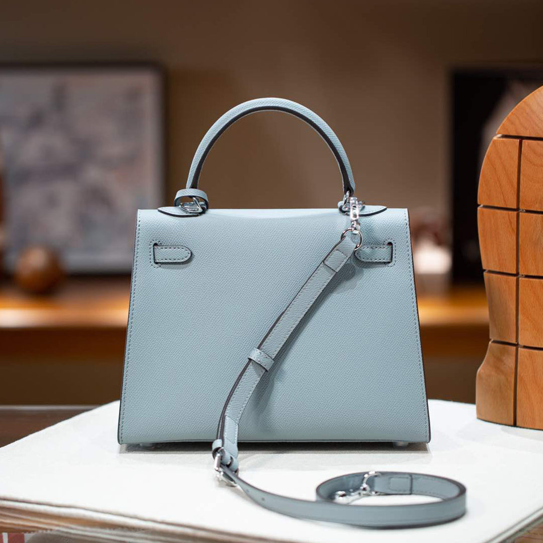 Kelly Blue Lin Silver Hardware Bag-17