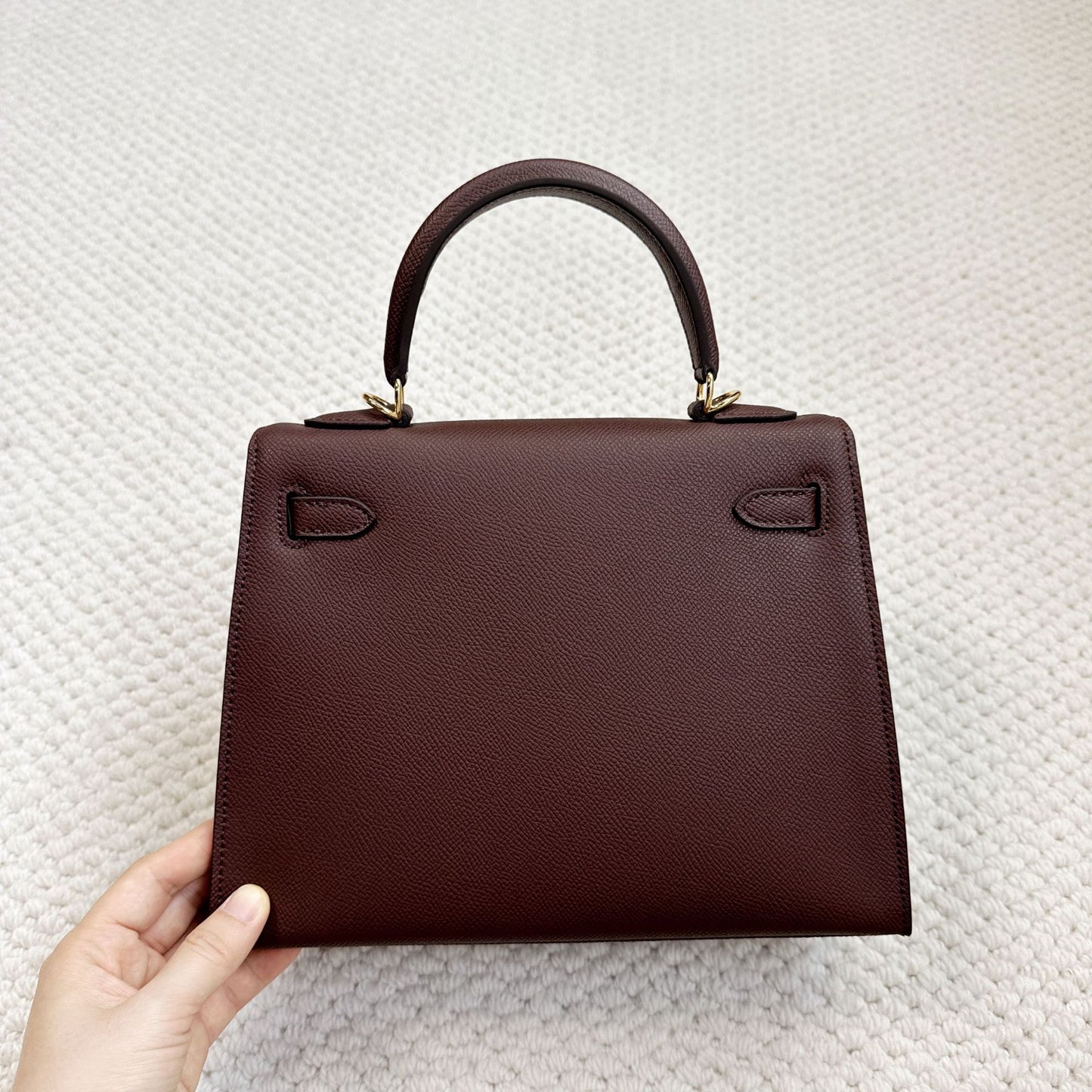 Kelly Wine Gold Hardware Bag-19