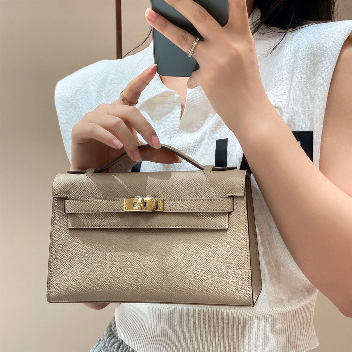 Taupe Kelly Bag