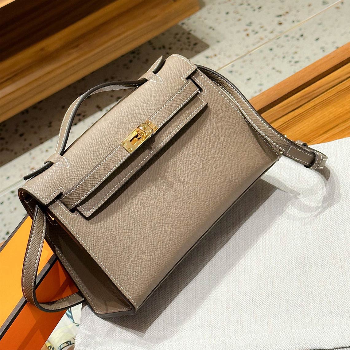 Taupe Kelly Bag