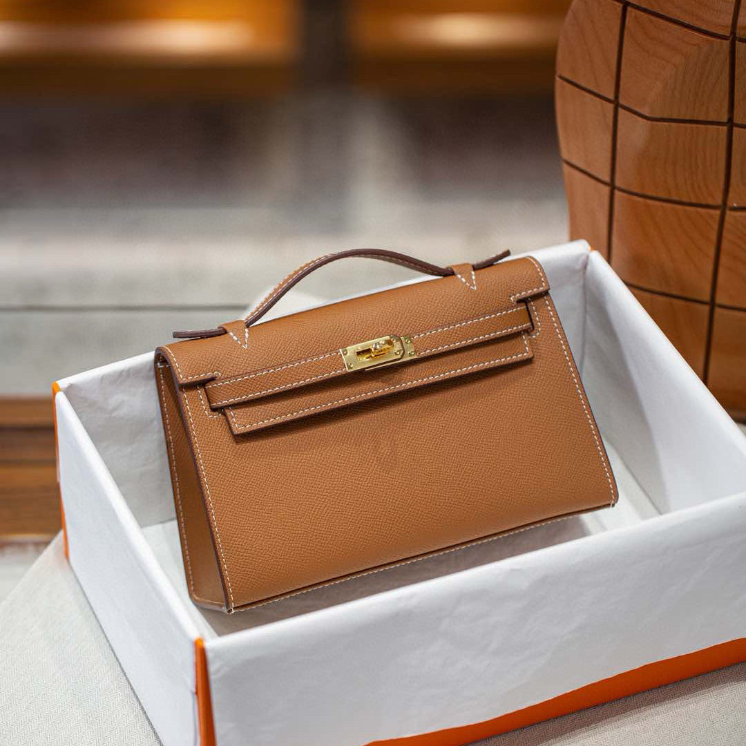 Gold Brown Kelly Bag