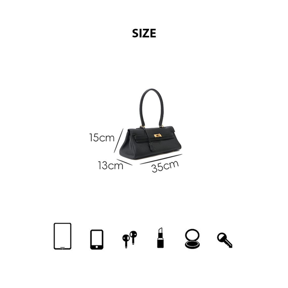 Top Grain Leather Shoulder Bag 35cm