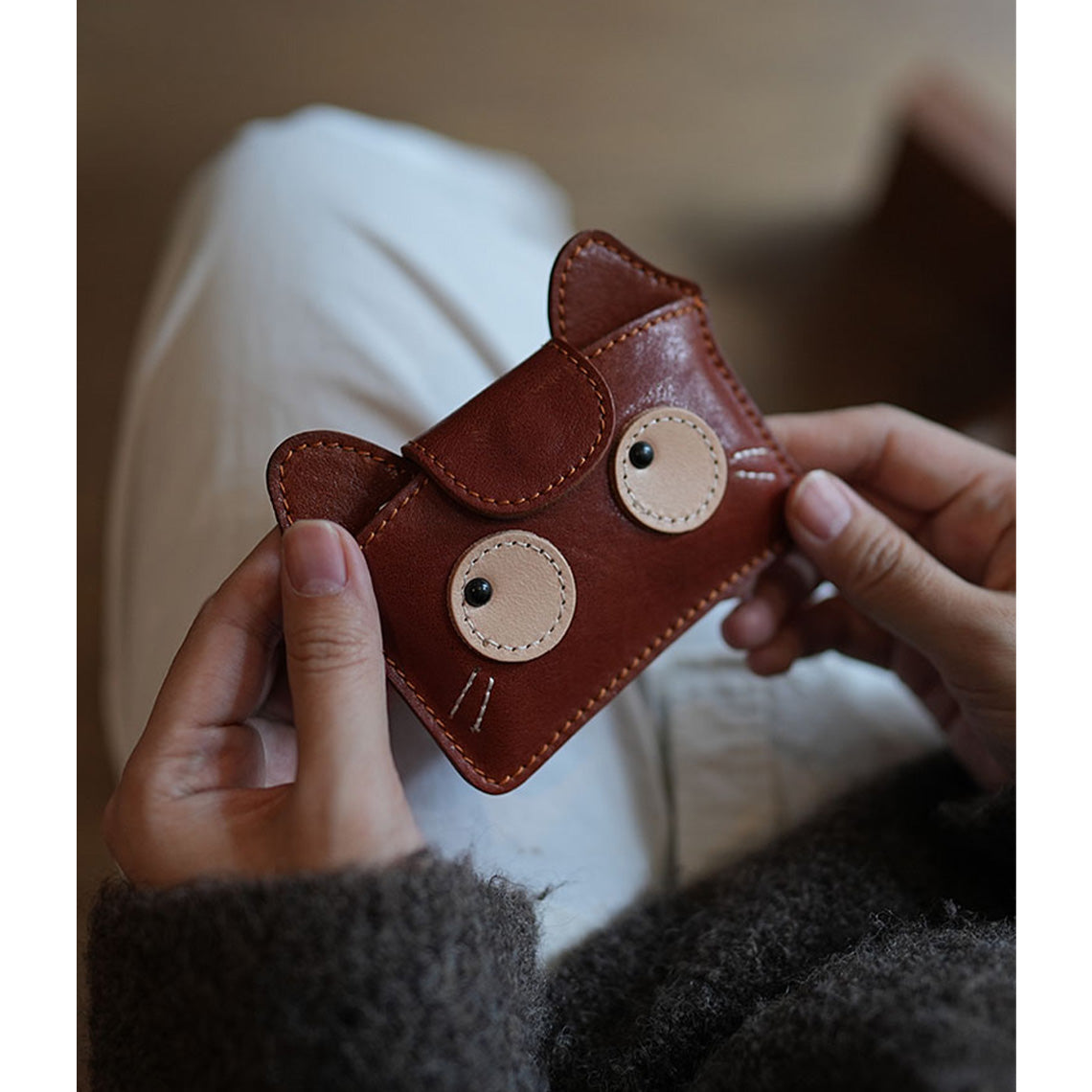 Kitty Design Small Leather Wallet for Cards