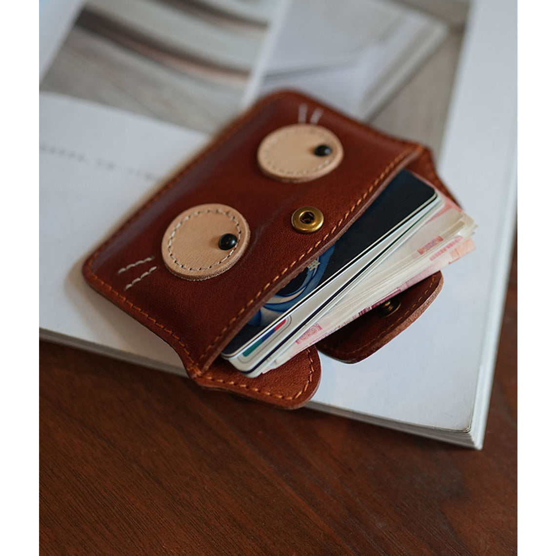 Leather Card Holder Small Wallet for Women