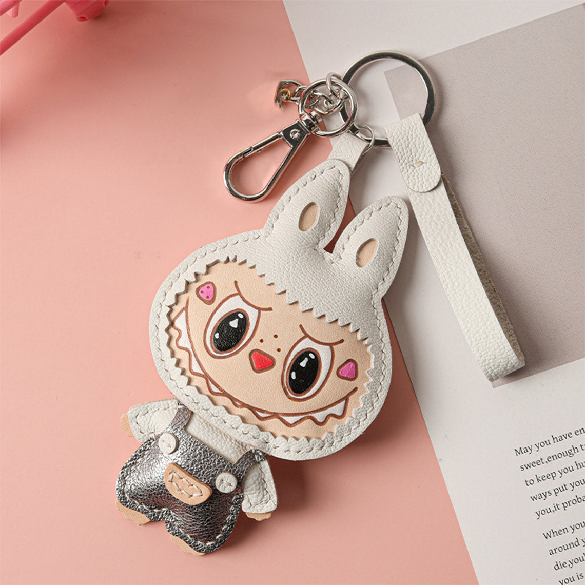 White Labubu Toy Keychain DIY Kit | Beginner DIY Projects - POPSEWING®