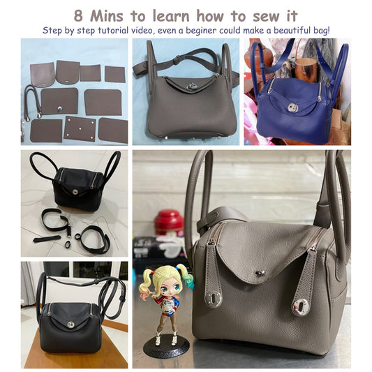 HANDSEWGIFT Top Grain Leather Lindi Handbag DIY Kit