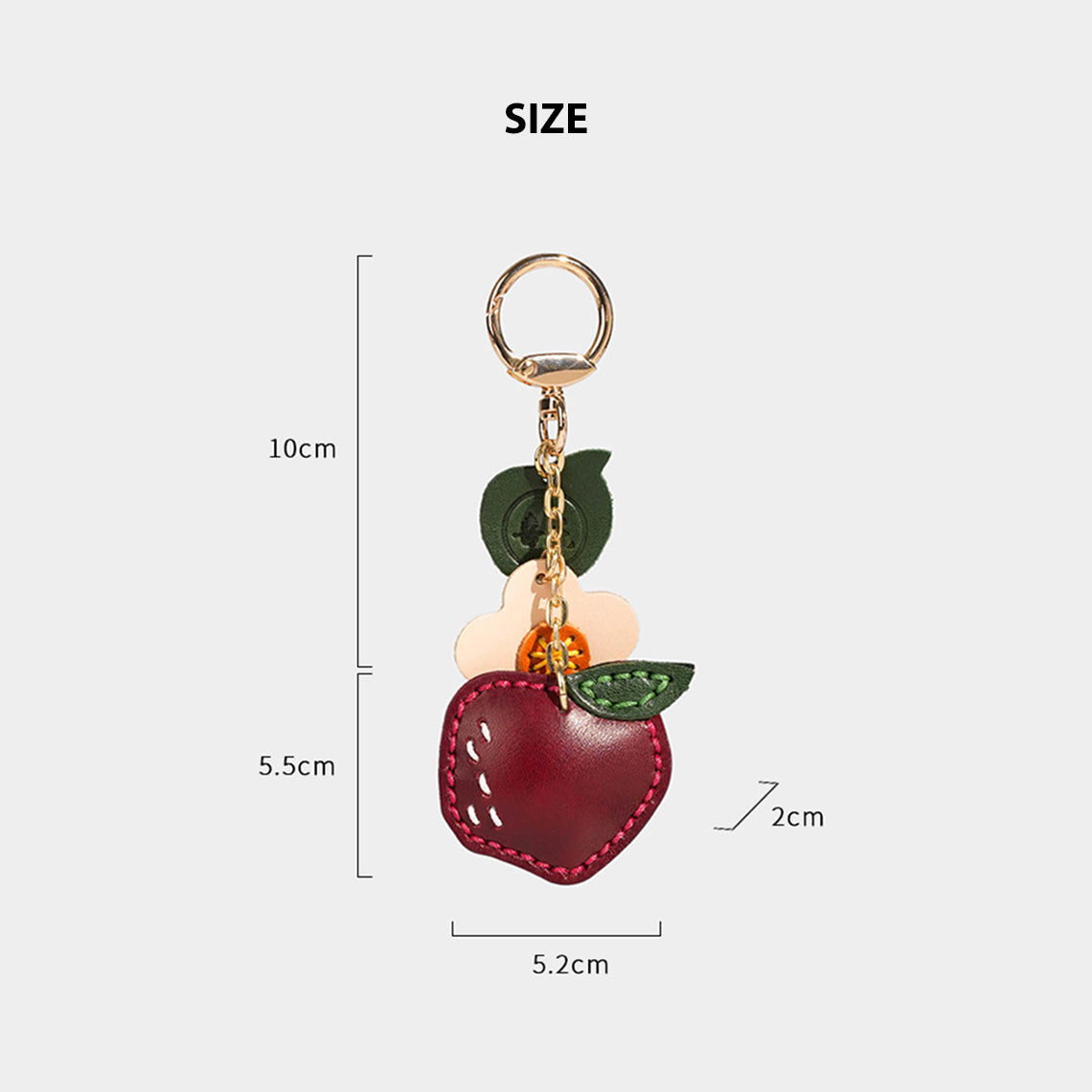 Vegetable Tanned Leather Apple Keychain