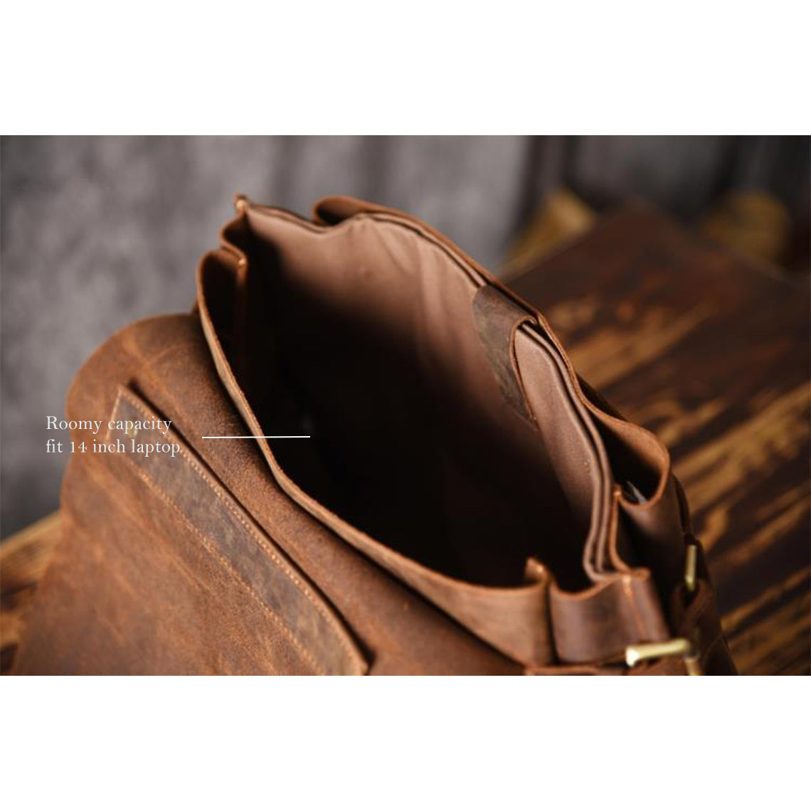 Crazy Horse Leather Men's Laptop Satchel