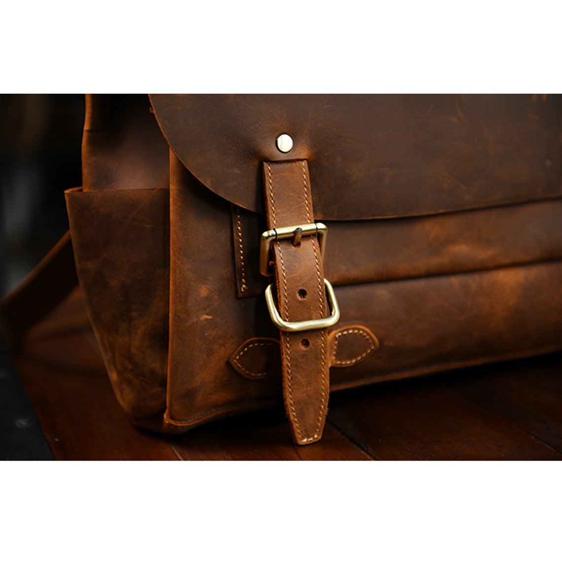 Crazy Horse Leather Men's Laptop Satchel