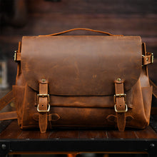 Load image into Gallery viewer, Brown Leather Messenger Bag for Men | Men&#39;s Work Bag Crossbody Bag - POPSEWING®
