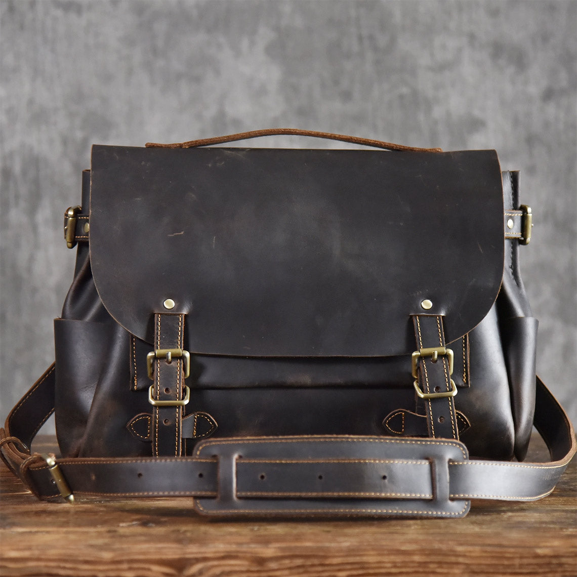 Crazy Horse Leather Laptop Bag Work Tote Bag for Men - POPSEWING®