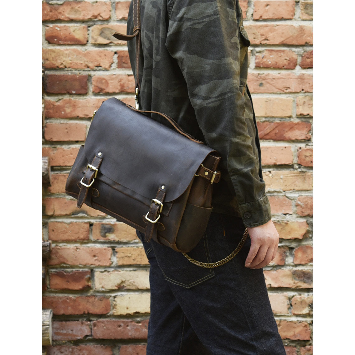 Large Leather Crossbody Bag for Men | Leather Messenger Bag
