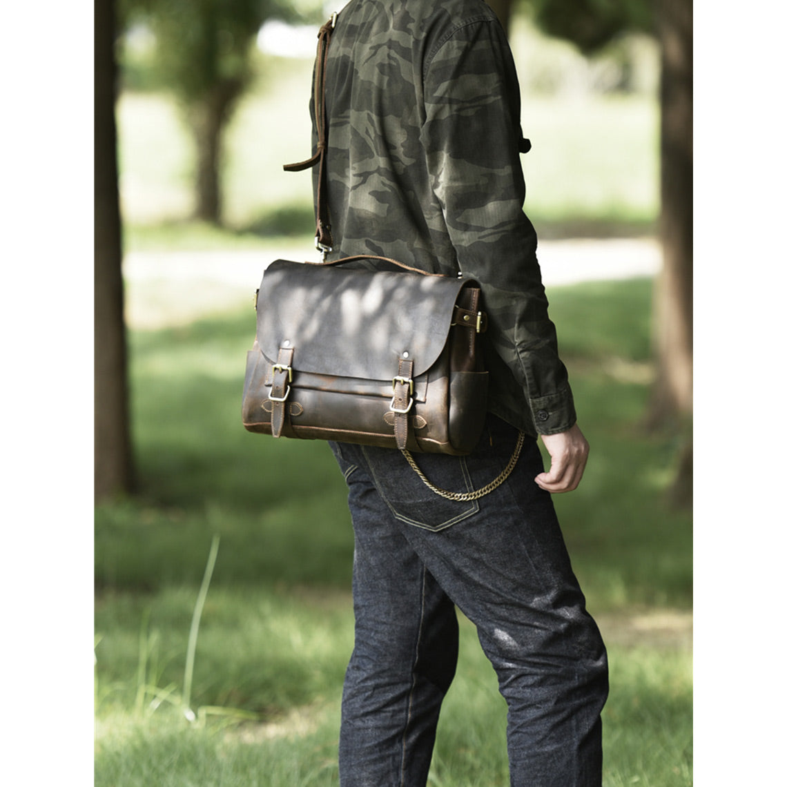 Men's Satchel Bag 14 inch Laptop Crossbody Bag | Sturdy Leather Bags