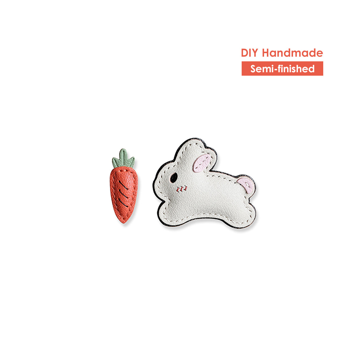 Leather Bunny Keychain Charm DIY Kit Leather Patterns - POPSEWING®